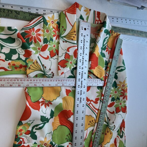 House Dress MuMu Maxi 1970 Pockets Groovy Poly Vintage Floral Print Long Sleeve - Picture 3 of 12